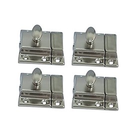 QCAA Oval Turn Cabinet Latch, for Cupboard & Other Furniture, Small, Chrome Plated, Made in Taiwan, 4 Pack