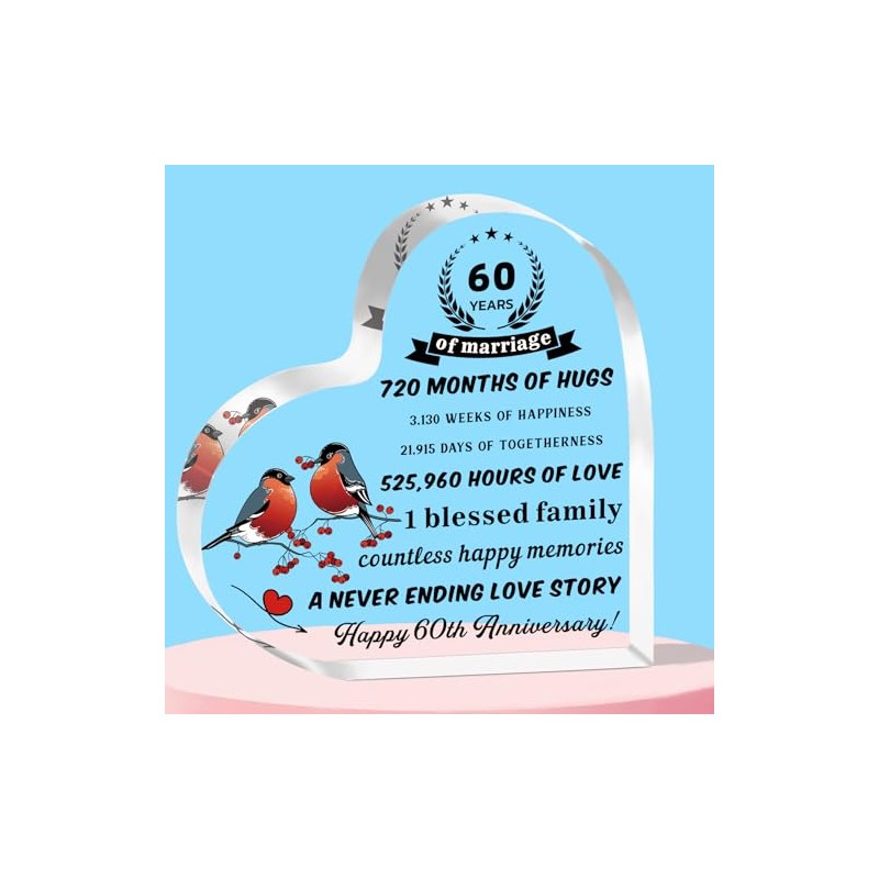 QMVMV 60th Anniversary Acrylic Plaque for Him and Her -