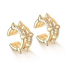 MYEARS Women's Gold Filled Non Pierced Ear Cuff Earrings, 14K Gold, Diamond CZ, Small Boho Minimalist, Hypoallergenic, Geometric Jewelry Gift