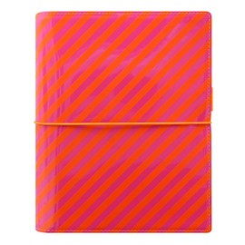 Filofax A5 Domino Patent Organiser - Orange/Pink Stripes