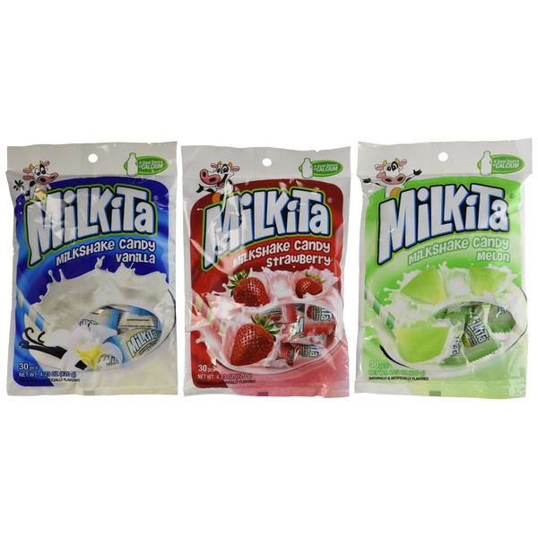 Unican Milkita Candy Variety Pack: Classic Milk, Strawberry, Melon Flavors