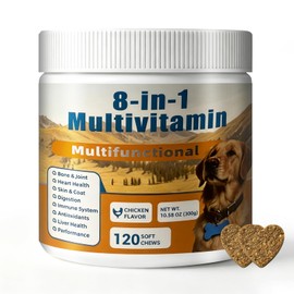 8-in-1 Dog Multivitamin Chews, Omega 3&6, Joint Support,Chicken, 120 Chews