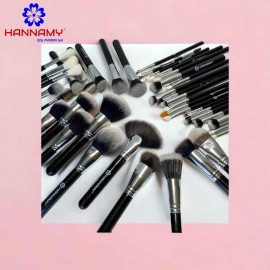 Set 40 Brochas Maquillaje Profesional Hannamy Estuche Negras