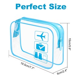 2 Pcs Clear Travel Toiletries Bag,Waterproof Toiletry Bag,Airport Security Liquids Bags,Portable Transparent Bag,Travel Pouch,Multifunctional Cosmetics Bag(Transparent Blue)