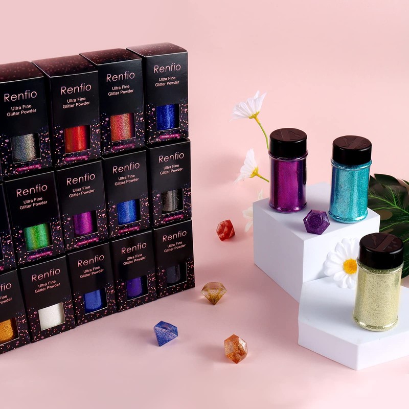 Renfio Holographic Ultra Fine Glitter Powder Metallic Resin Glitter 2.11