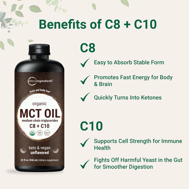 MCT Oil Organic, 32 fl oz |100% Virgin Coconut with