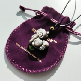 Bella Jade Fox Pendant Necklace Amulet/Talisman, Made of Silver Sheen Obsidian, with Necklace Cord