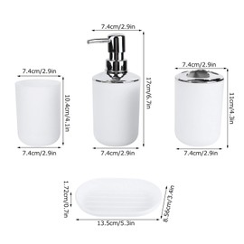 Garosa Juego de Accesorios de baño de 4 Piezas el Kit Completo de decoración de baño Incluye Botella de loción Taza de Almacenamiento 1 Taza de Lavado Caja de jabón(Blanco)