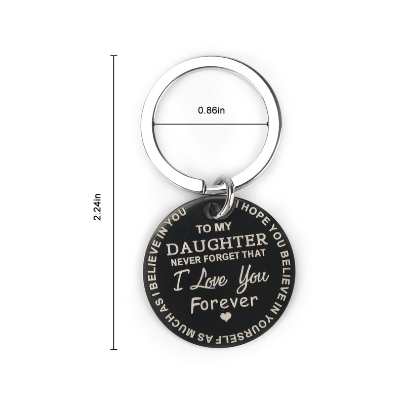 Daughter Keychain,To My Daughter Keychain,Inspirational Daughter Gifts from Mom,Birthday, Graduation,