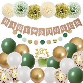 Baby Shower Sage Green Gold Decorations Baby Shower Decorations Neutral Baby Shower Balloons Set for Gender Reveal Party Decorations