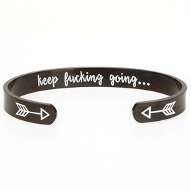 CellDesigns Engraved Hidden Message Cuff Bracelet (Gloss Black keep fucking going)