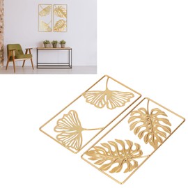 2Pcs Ginkgo Leaf Wall Decor, Strong Metal, Exquisite Color, Golden Leaves Design, Ideal for Bedroom, Living Room, Office