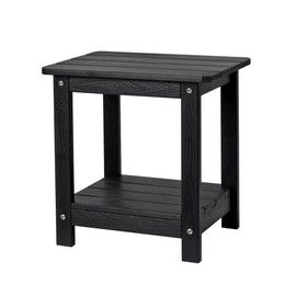 ONBRILL Adirondack Outdoor Side Table, Patio End Table with Storage, HDPS Weather Resistant for Patio, Pool, Porch, Garden, Black