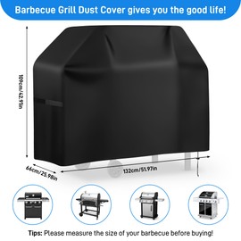 Yimomoyi Barbecue Covers, BBQ Covers Waterproof Heavy Duty Large, Barbeque Cover Waterproof Outdoor 420D Oxford Fabric, Windproof, Rip-Proof & Uv Protection (132x66x109cm)