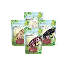 Food to Live Organic Dry Beans Bundle, 4 Pack - Black Beans (5 LB), Pinto Beans (5 LB), Navy Beans (5 LB), Dark Red Kidney Beans (5 LB), Non-GMO, Vegan, Kosher, Bulk