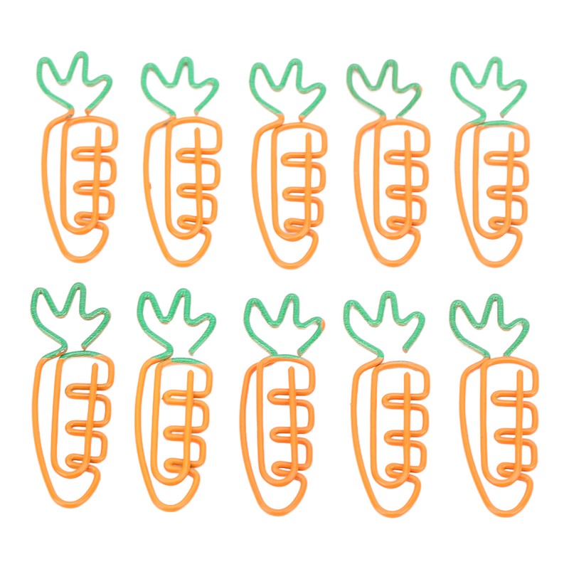 100Pcs Carrot Paper Clips Carrot Style Electroplated Metal Nonslip Rustproof