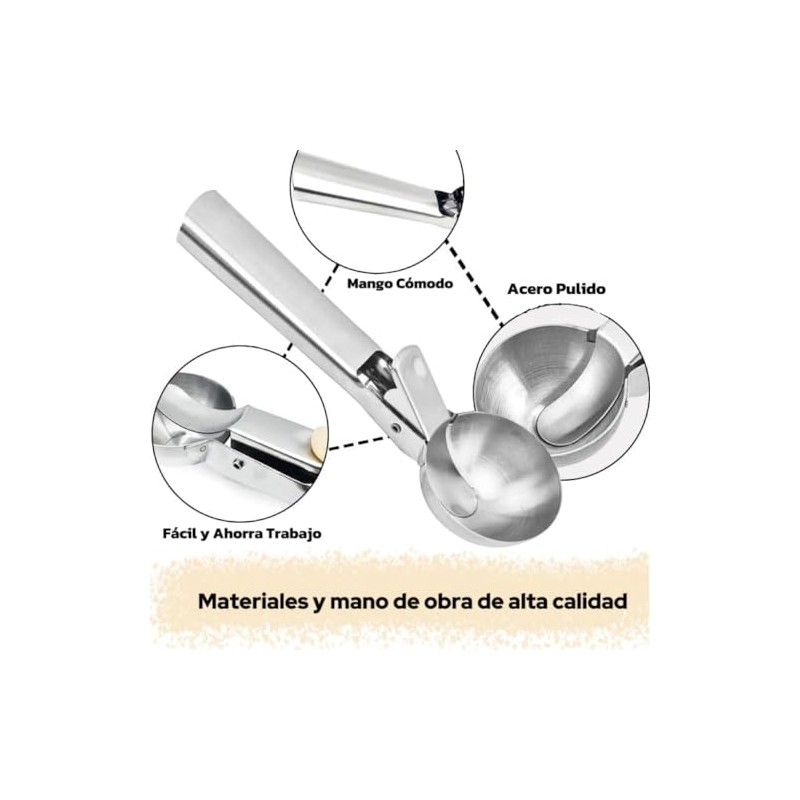 Cuchara para Helado de Acero Inoxidable–Cuchara para Frutas, Funderelele, Cuchara