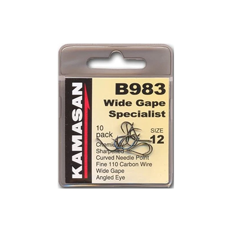 Kamasan Hooks B983 #16 10 Pack Wide Gape Curved Needle