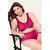 Ulla Popken Women's Kelly Pinstripe Support Bra, fuchsia