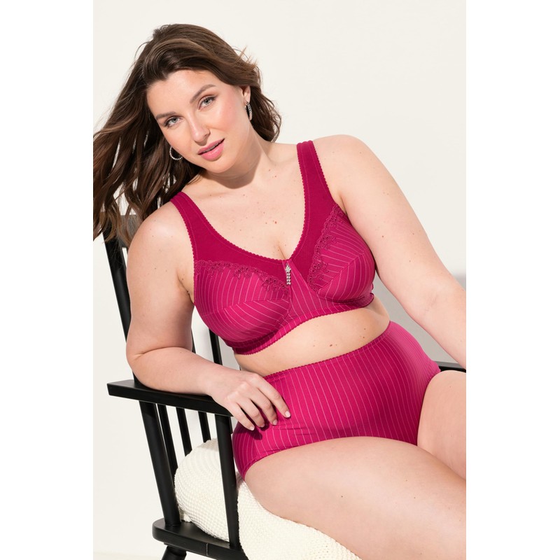 Ulla Popken Women's Kelly Pinstripe Support Bra, fuchsia