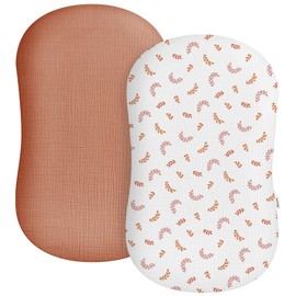 Muslin Baby Lounger Cover 2 Pack, Soft Breathable Newborn Lounger Pillow Cover for Boys Girls Infant