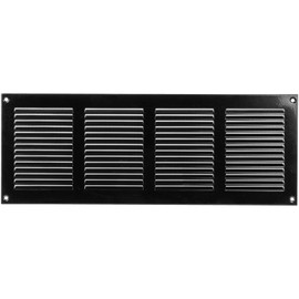 Vent Systems 16" x 6" Inch (Overall Dimensions) - Black - Air Vent Cover Metal Air Return Grill with Built in Pest Guard Screen HVAC Vent Duct Cover for Home Improvement