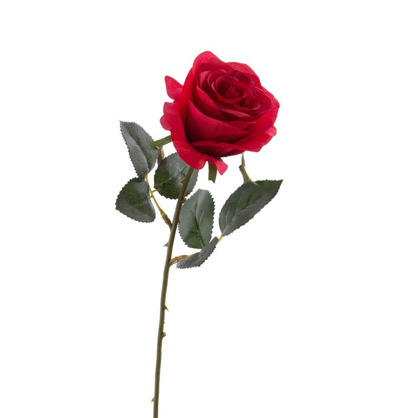 artplants.de Rosa Artificiale Simony, Rosso, Fibra Tessile, 45cm, Ø 8cm-Rosa Finta/Fiore da Tavolo