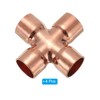 PATIKIL 5/8"(16mm) Copper Cross Pipe Fitting, 3 Pcs 4 Way