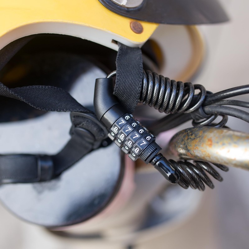 UP Security Bicycle Cable Lock, 4-Digit Combination, Coiled Cable, Weatherproof,