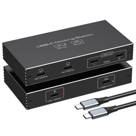 TJCXELE USB C Splitter Dual Monitor 4K120Hz Thunderbolt Docking Station 6-in-1 Dual USB C Monitor 100W PD, 10Gbps USBC Data Ports USBC Splitter 1 in 4 Out for Dell/HP/MacBook and Other Laptops