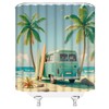 HYKHYK Tour Bus Shower Curtain Palm Tree Tropical Ocean Beach