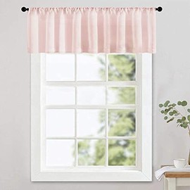 MRTREES Pink Sheer Valances 54 x 16 inches Long Living Room Bedroom Sheer Curtain Valance Rod Pocket Light Filtering Window Valance, 1 Panel