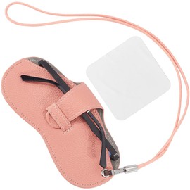 CREATCABIN Schlankes Sonnenbrillenetui Aus Leder Tragbares Brillenetui Leicht Weich Reise Brillenhalter Beutel Schutzhülle Mit Umhängeband Reinigungstuch Für Urlaub Dunkellachs 17.5x8.4cm