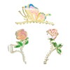 Yonchic 3-Piece Floral Metal Hair Clips, Butterfly Chinese Rose Hair