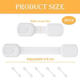 5 Pcs Child Safety Cupboard Locks, Cupboard Locks for Children, Baby Cupboard Safety Locks, Easy Installation Adjustable Cupboard Locks for Fridge Drawer Refrigerator Kitchen Toilet