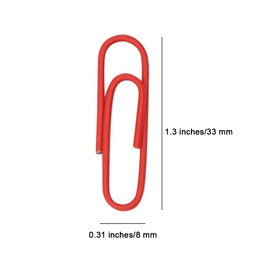 300 Pack 33mm/1.3 inch Paper Clips Small Size - Office Supply Accessories Paperclip- Cute Smooth - Vinly Coated(Red)