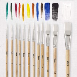 Darice Artist Bundle - Art Supplies for Painting - Canvas, Acrylic Paint, Palette and Brushes - Makes a Great Gift - 27-Piece Set