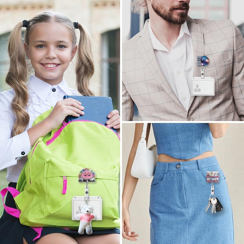 Msticey HR Human Resources Glitter Retractable Badge Holder, Funny ID