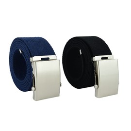UPGRADE 3STYLE Military Style Sliding Buckle Belt, Pack2blue-black
