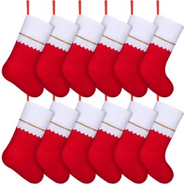 ANVAVO 12 Pack Christmas Stockings Red Felt Xmas Fireplace Hanging Stockings 18 Inches Christmas Holiday Stockings for Family Holiday Xmas Party Decorations
