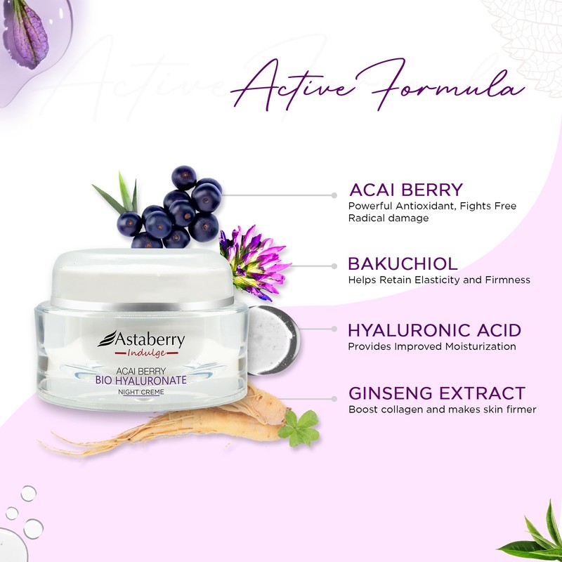 Acai Berry Night Cream for face | Bio Hyaluronic Acid