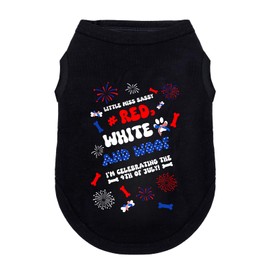 Wollmix 4th of July Dog Outfit Shirt Clothes for Small Medium Large Dog Pet Patriotic Independence Day Red White and Blue Fourth of July Girl Female Puppy Holiday T-Shirts with Funny Pattern Woof L