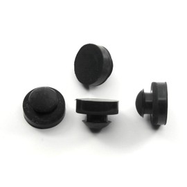 dangoodbuy Large Rubber Push-in Ridged Stem Bumpers 1" Diam - Feet - Fits 1/2" Hole (16) Black