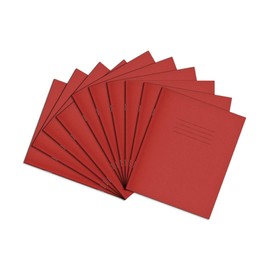 Rhino 8 x 6.5 Exercise Books, 32-Page / 15mm Lined Paper Notebook, 10-Pack, Writing Book, Office & School Stationery Supplies, Red
