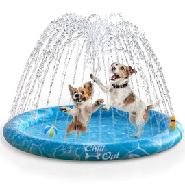 ALL FOR PAWS 39in Dog Splash Pad, Anti-Slip Splash Pad for Dogs, 0.58mm Thickened Splash Sprinkler Pad, Summer Outdoor Water Toys Easy Setup with 1/2'' Garden Hose, Adjustable Spray Height