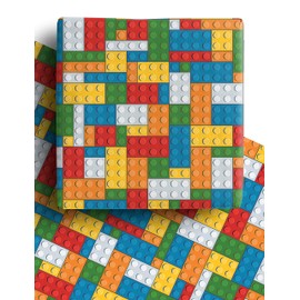 4 x Building Blocks Recyclable Wrapping Paper for Boys and Girls - Premium Gift Wrap Sheets for Kids Birthday, Father's Day and more. 70cm x 50cm each.sheet.