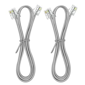 NECABLES 2Pack Phone Cord 2ft Telephone Cord Phone Line Cord RJ11 6P4C Male to Male for Landline Phone and Fax - 2 Feet