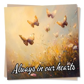 Condolences Card for Loss of Loved One - Butterflies, Wildflowers, Beautiful - Always In Our Hearts - Sympathy for Daughter, Son, Child, Grandchild, Best Friend, Partner, Relative, Colleague
