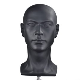 MIAOMANZI PVC Mannequin Head Black Male Manikin Dummy Stand Model Display Hat Scarf Wigs Hair Glasses Hat Beauty Styling Tool (L30YH)