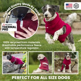 Louie de Coton® Polartec Thermal Pro Dog Fleece Jacket - Calming Pullover for Anxiety Relief - Dog Sweater for Large Dogs - Breathable, Soft, Recycled Material - Made in USA (Cranberry, Large)